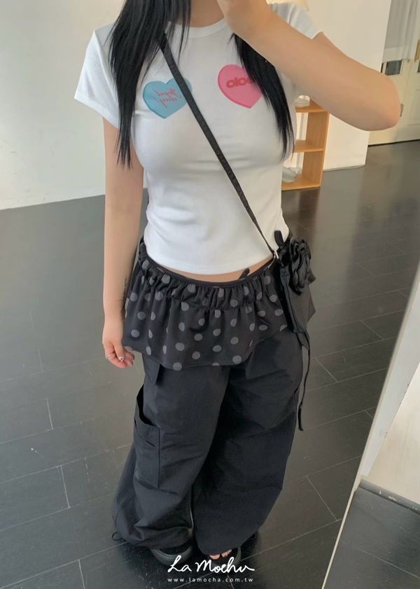 冰涼感點點平口BRA上衣+屁簾套裝